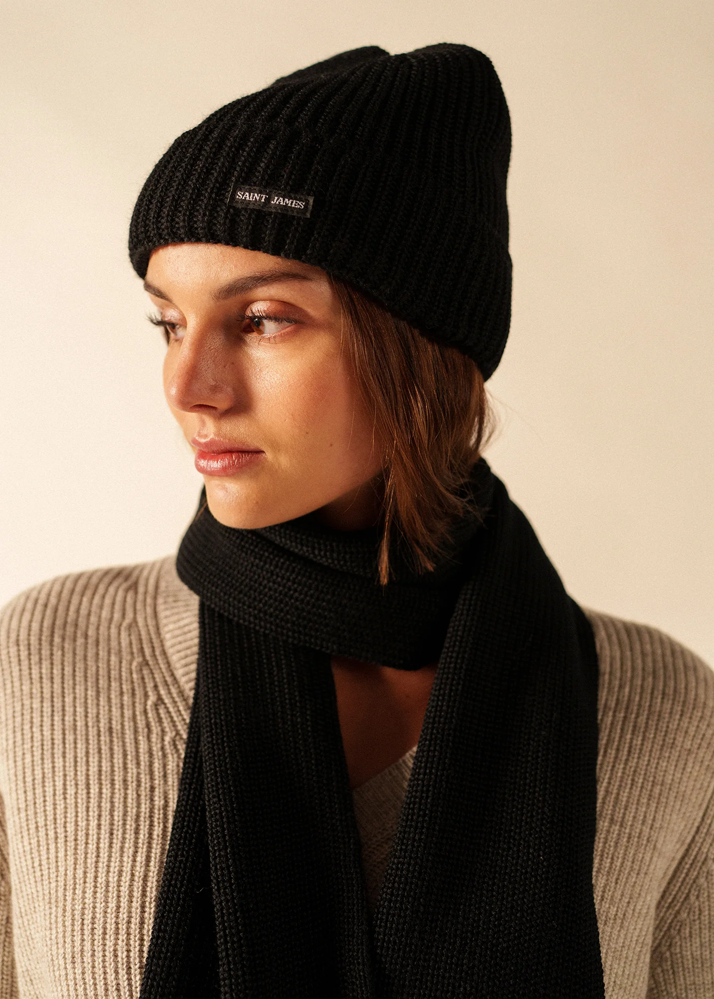 Bonnet Canot - en maille perlée (NOIR) - Image 4