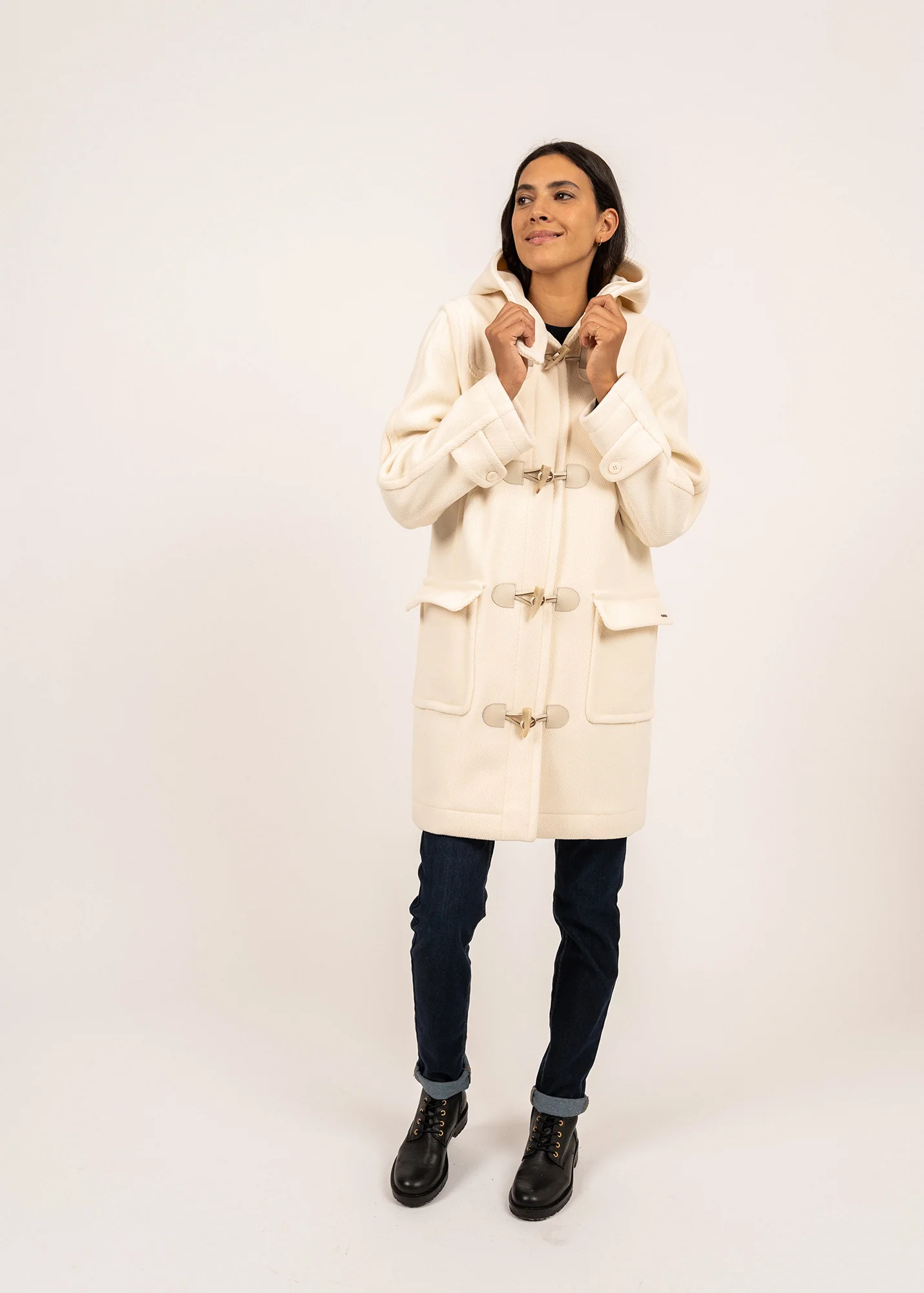 Duffle-coat Venus - en drap de laine (BLANC D'HIVER) - Image 3
