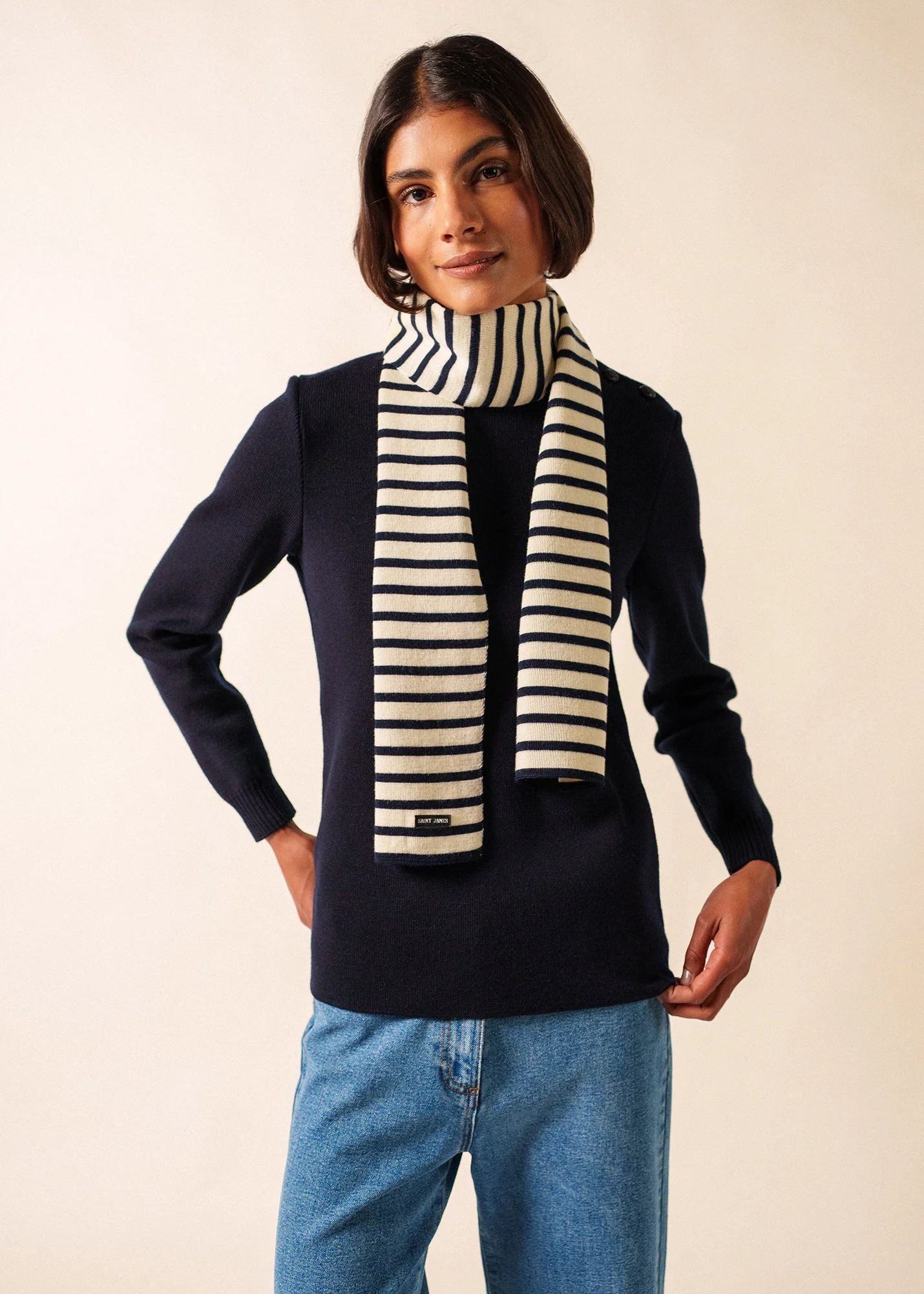 Echarpe Scarf (ECRU/MARINE) - Image 3