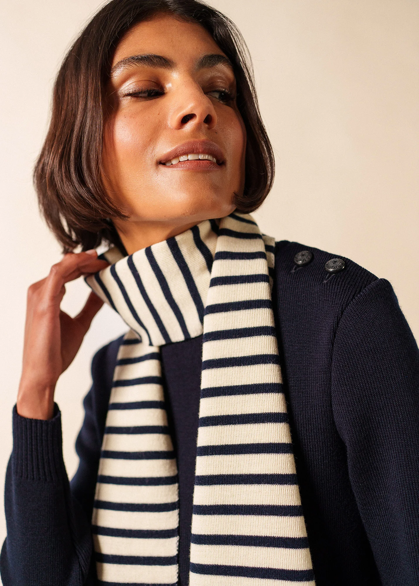 Echarpe Scarf (ECRU/MARINE) - Image 4