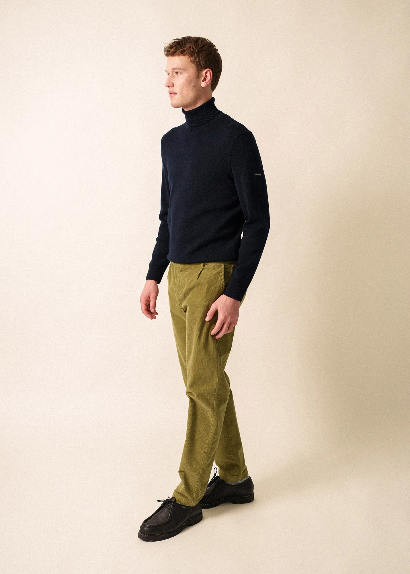 Pull col roulé Houat - coupe confort, en laine (NAVY)