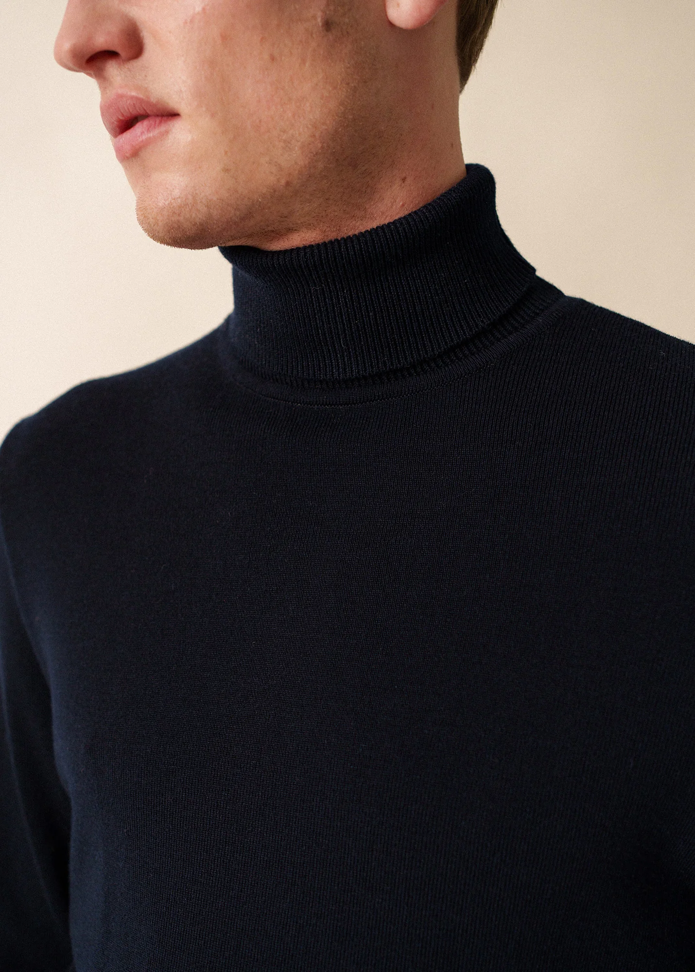 Pull col roulé Houat - coupe confort, en laine (NAVY) - Image 2