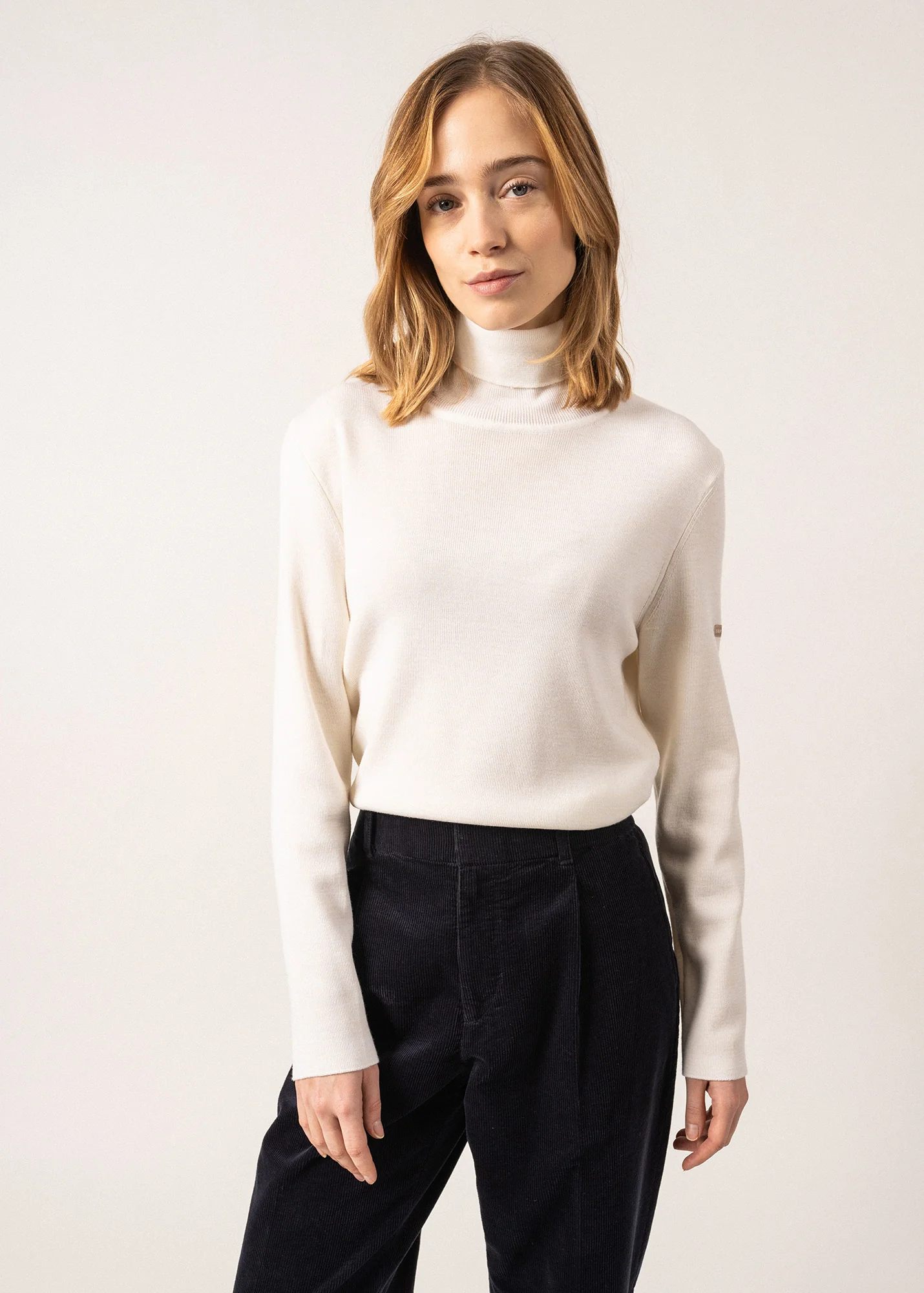 Pull col roulé Houat - en laine (BLANC)