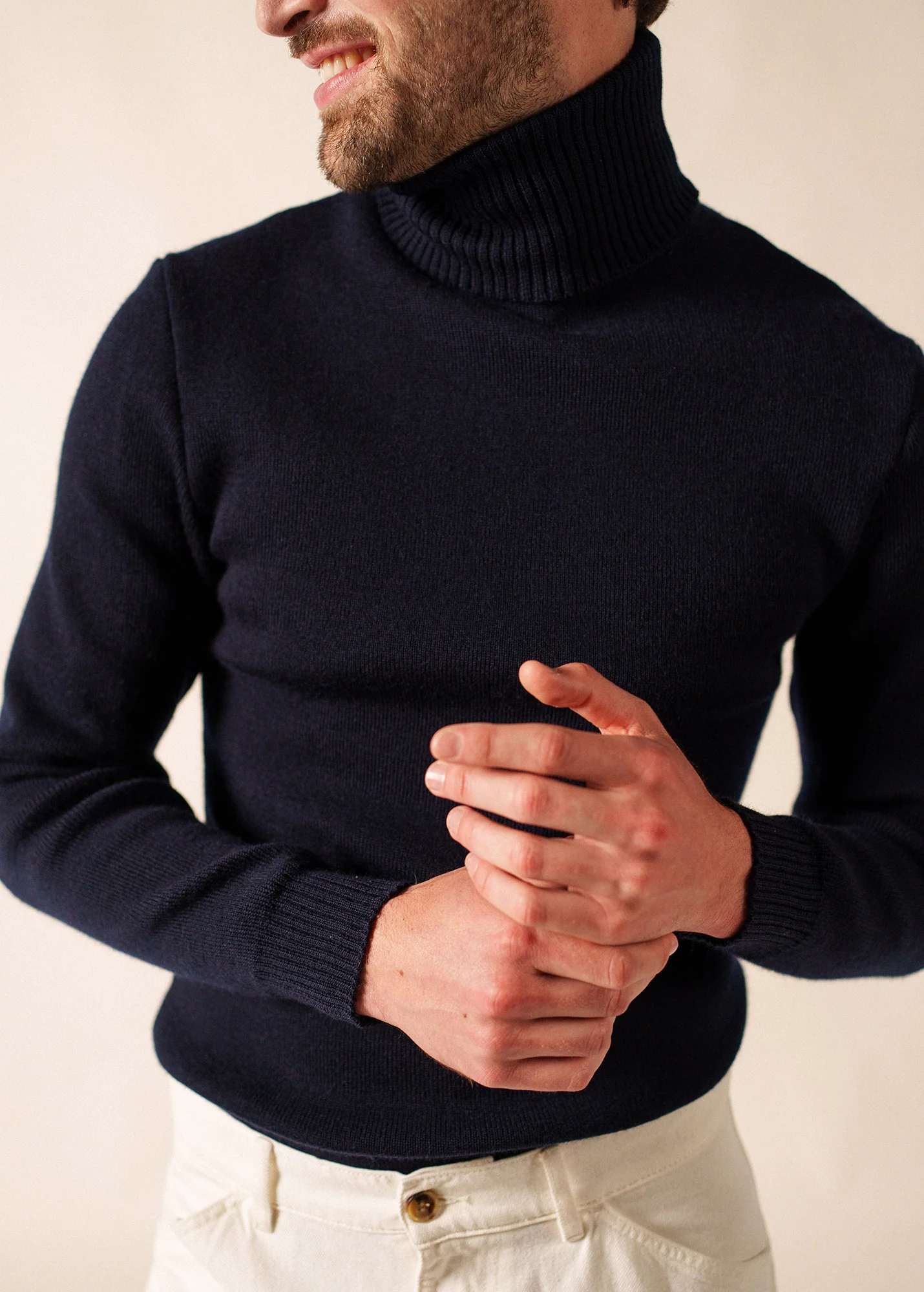 Pull col roulé marin - en laine (MARINE) - Image 3