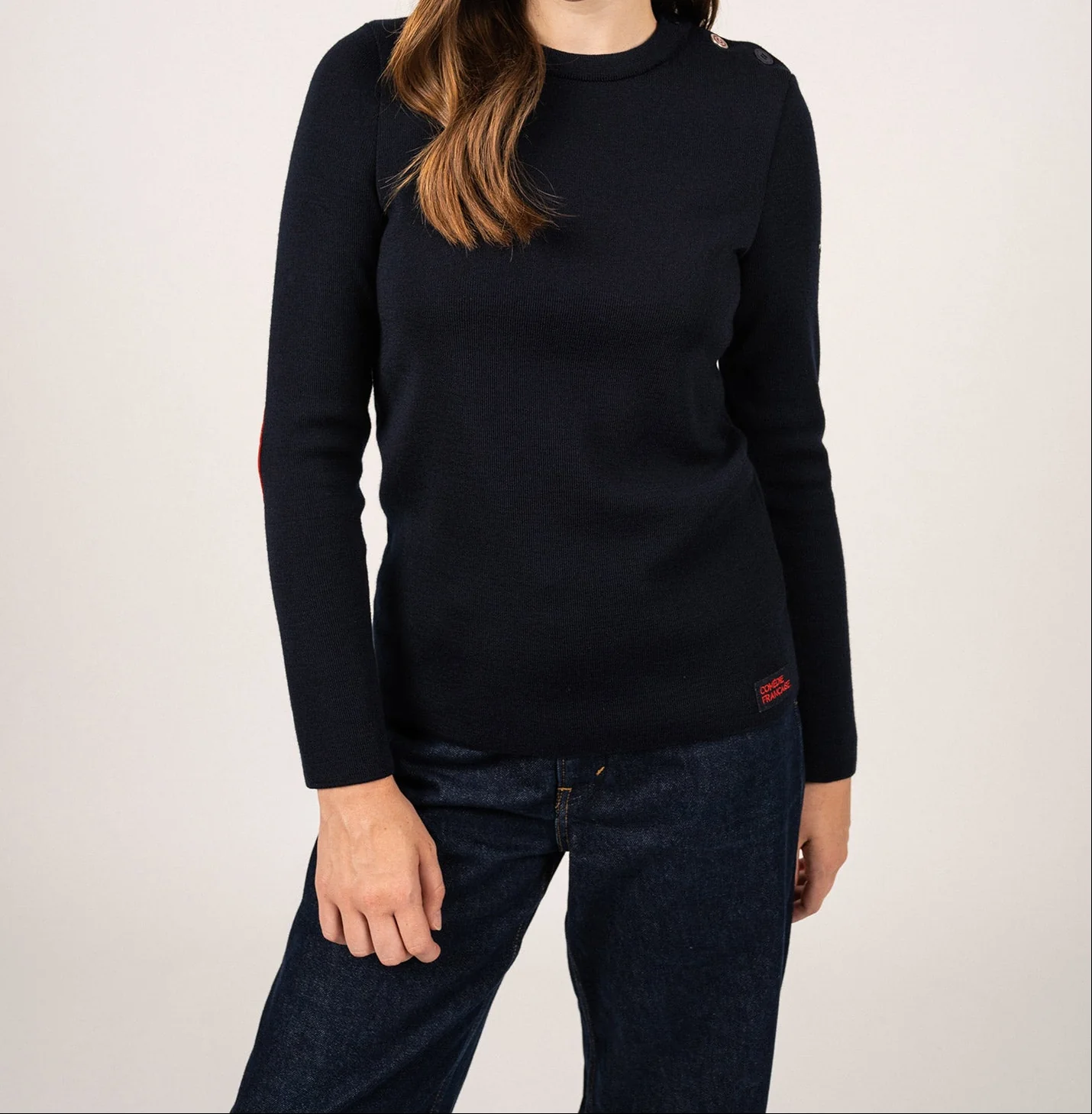 Pull marin Brégançon à coudières - SAINT JAMES x Comédie Française (NAVY)