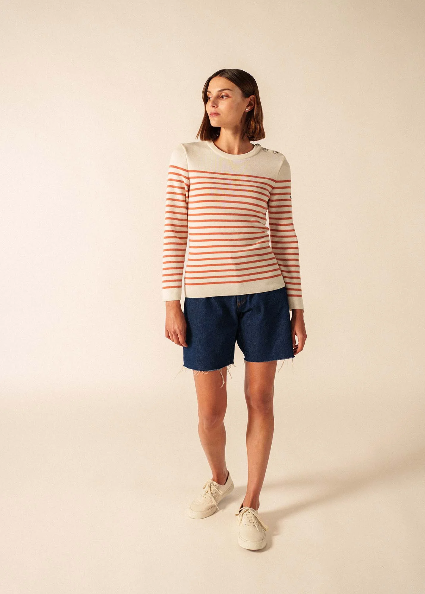 Pull marin Marée (BLANC/ARGILE)