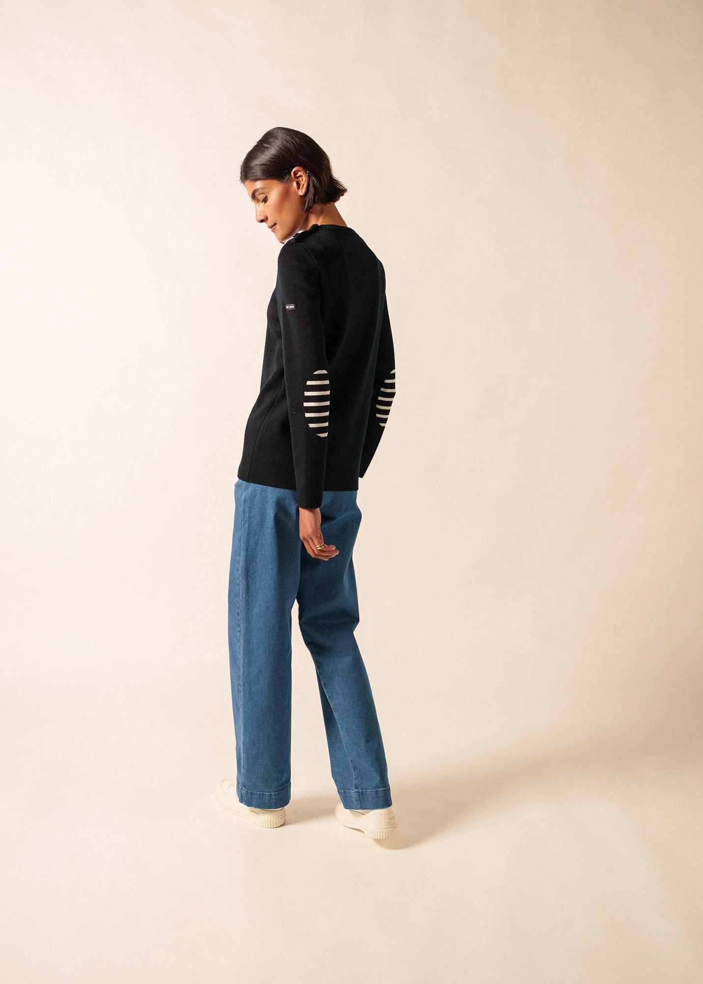 Pull marin uni Brégançon - en laine (NOIR) - Image 2