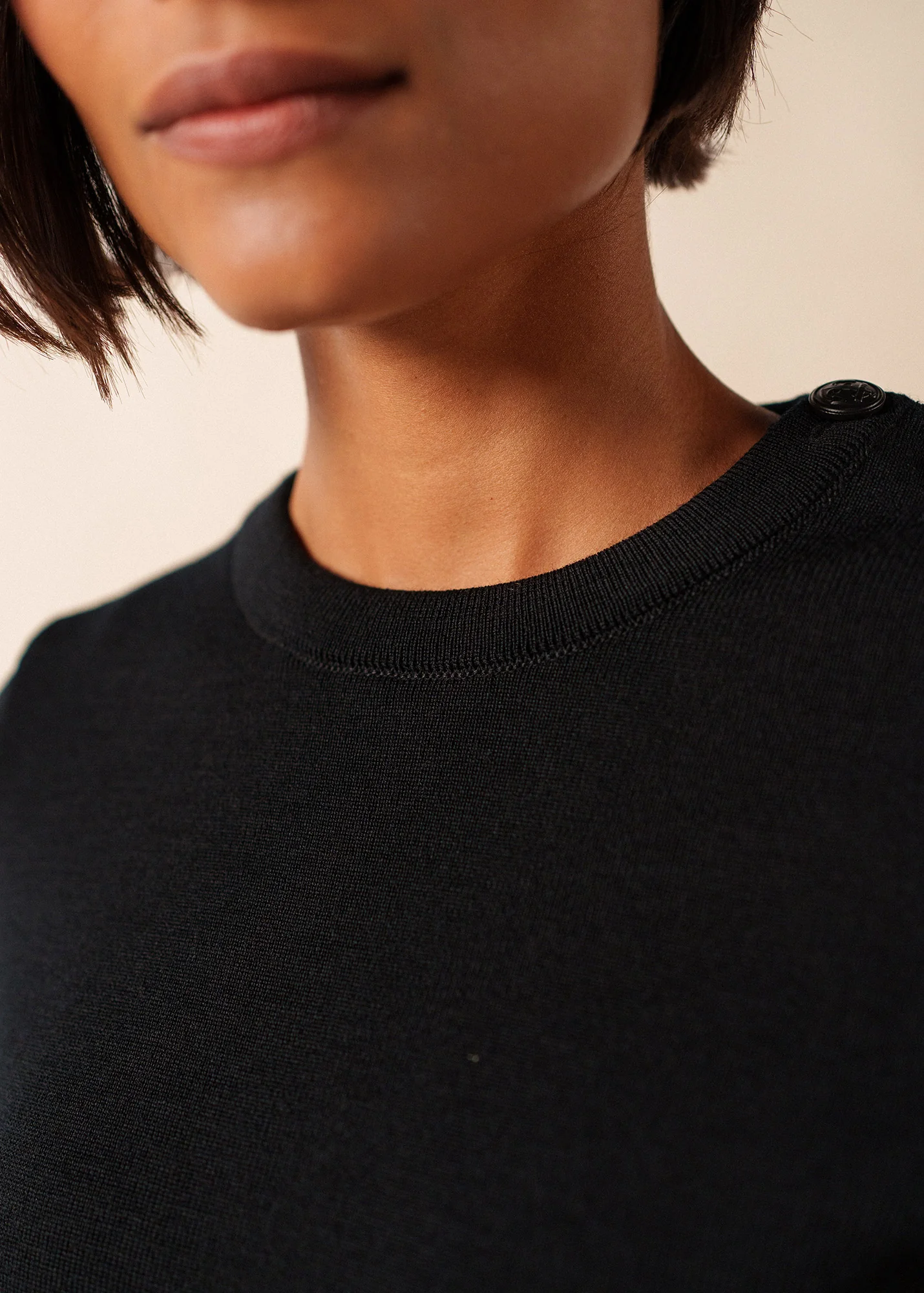 Pull marin uni Brégançon - en laine (NOIR) - Image 4