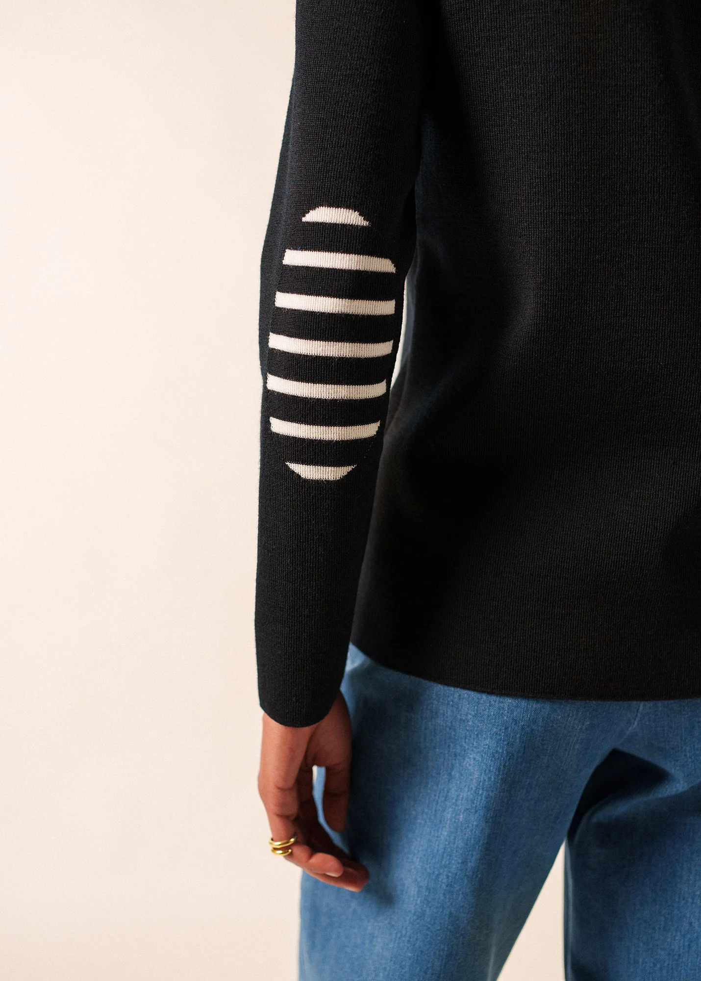 Pull marin uni Brégançon - en laine (NOIR) - Image 6
