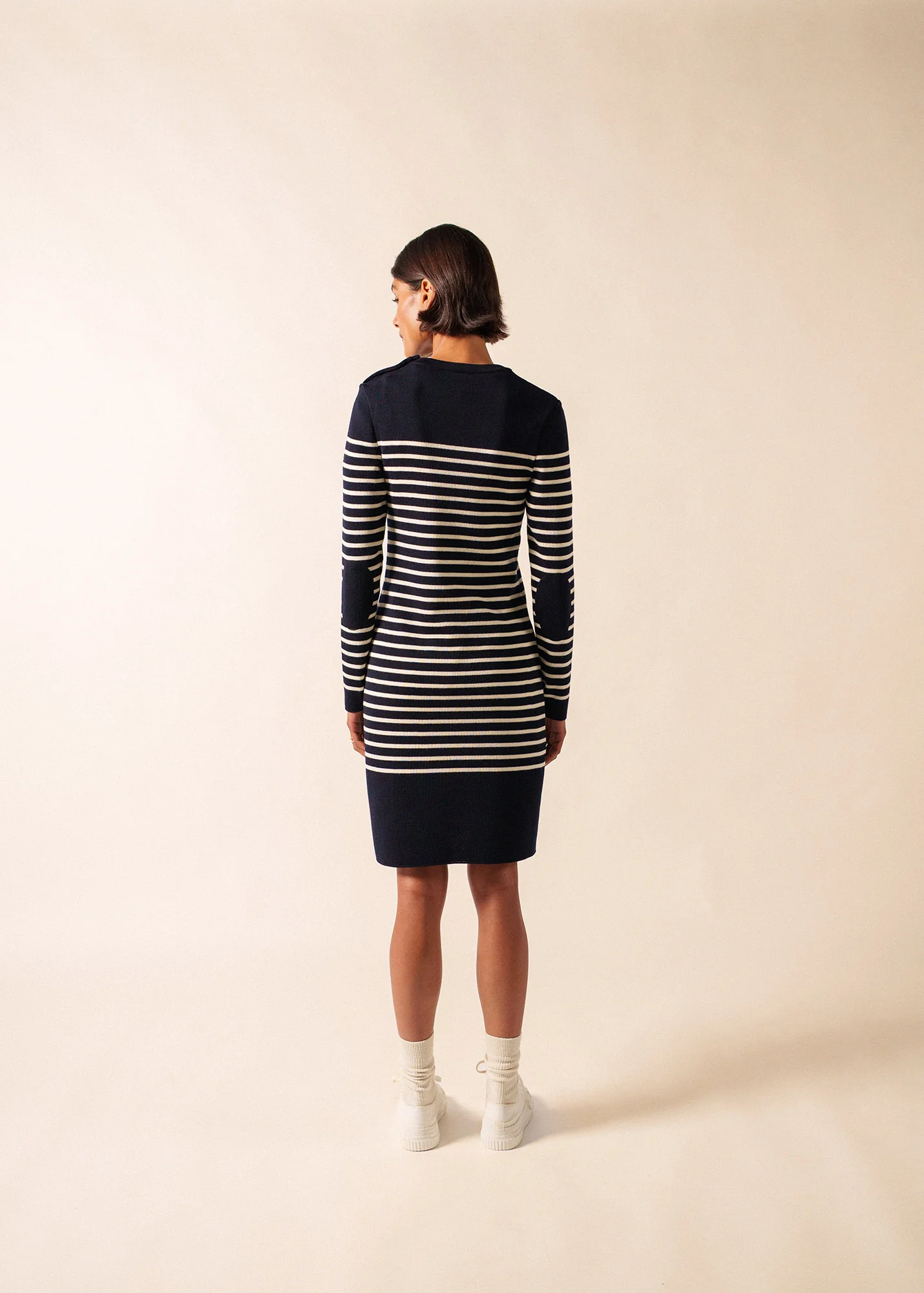 Robe pull rayée Grande Marée - en laine (NAVY/ECUME) - Image 2