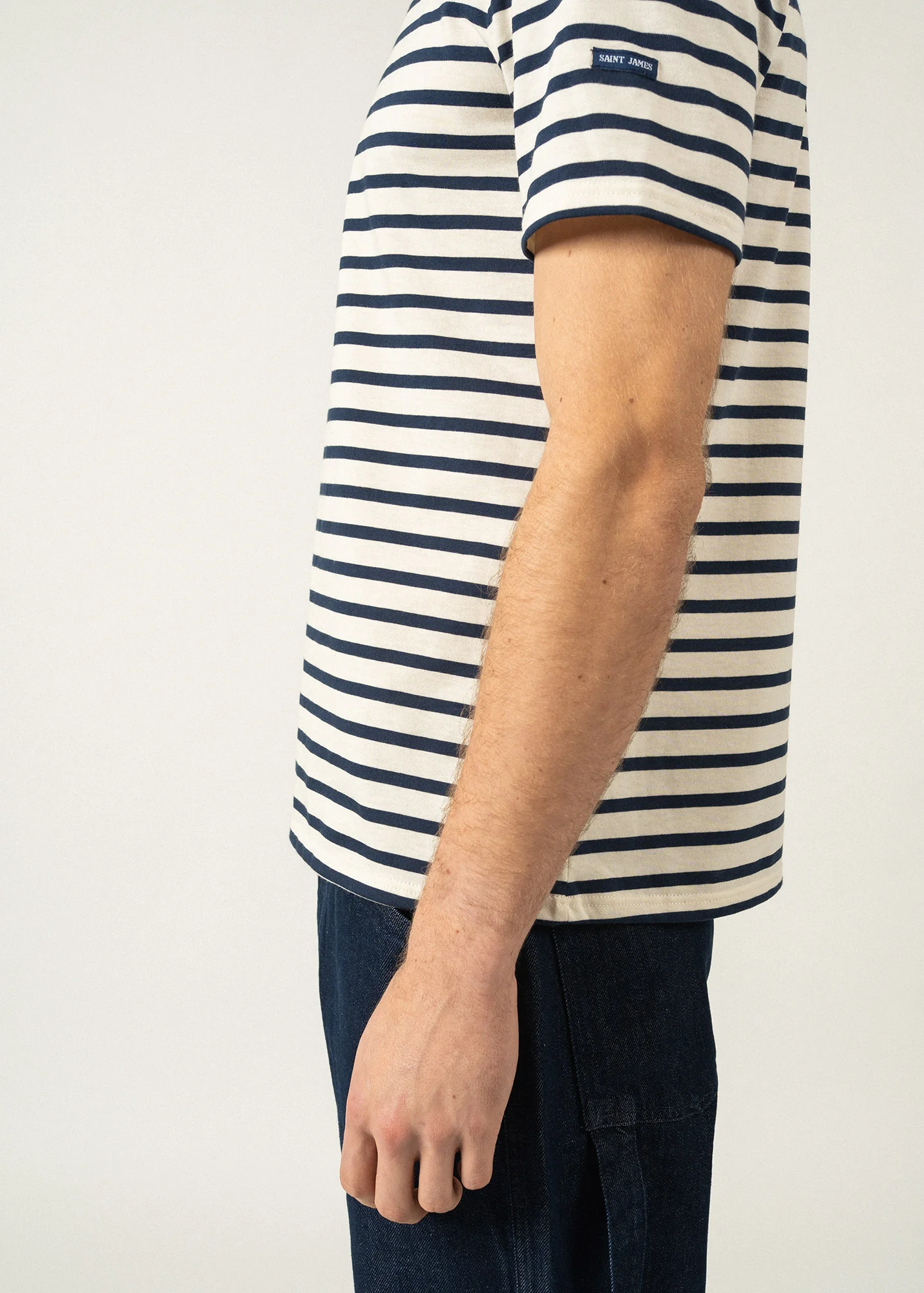 T-shirt marinière Plouider - à manches courtes, en coton léger (ECRU/MARINE) - Image 5